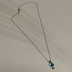 Elegant Silver Necklace with Blue Pendant